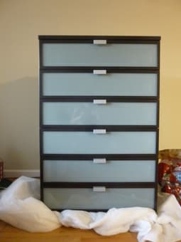 HOPEN, 6-drawer chest, black-brown, frosted glass, IKEA (90$) 1