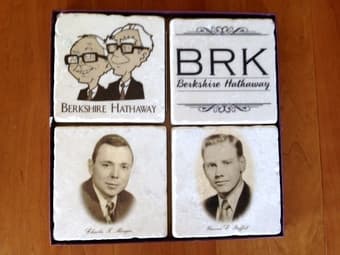 Berkshire Hathaway - Warren Buffet - Charlie Munger Coaster Set - $20 1