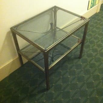 Beautiful glass and brass table for sale! 1