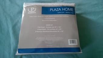 Microfiber sheet set - queen, beige, still in packaging ($20) 1