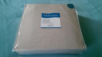 Microfiber sheet set - queen, beige, still in packaging ($20) 2