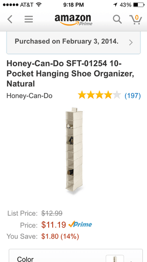 Hanging shoe organizer for $5 1