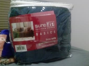 SURE FIT Sofa Cover Navy Blue, Like New Condition $35, bought for $45 1