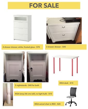 Moving out sale: chest, nightstands, desk, patio umbrella and more 1