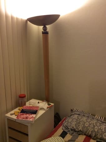queen size bed + mattress + floor lamp 2