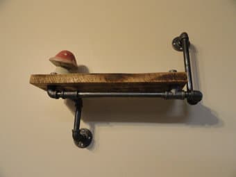 Industrial Piping Maple Shelf, Made From Local and Rescued Hardwood 1
