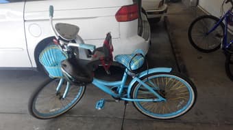 (95 dollars) woman style bike with child seat with helmet 1