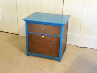 Modern teal and wood side table $35 1