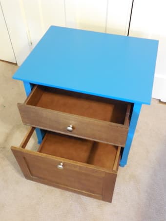 Modern teal and wood side table $35 2