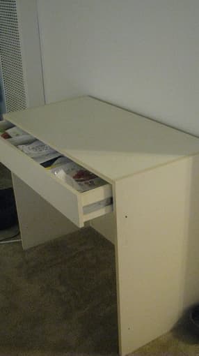 White desk & shelving unit -- $30.0 each or both for $50.00 2