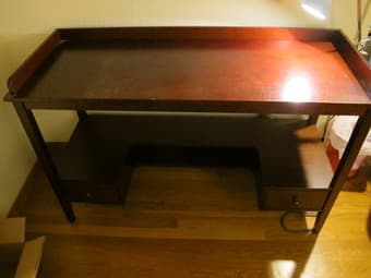 Desk - dark brown, narrow, with drawers - $80 1