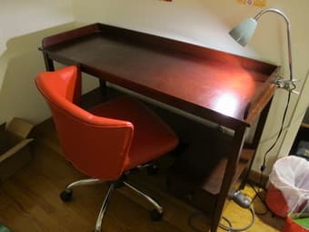 Desk - dark brown, narrow, with drawers - $80 3