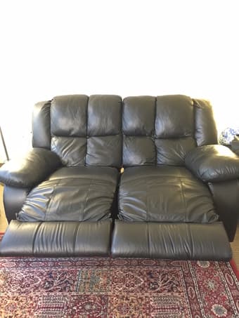 Black leather recliner couch 1
