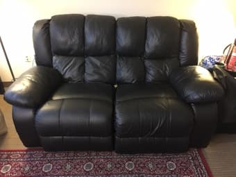 Black leather recliner couch 2