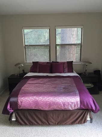 Sturdy and comfortable queen sized mattress, box spring and frame 1