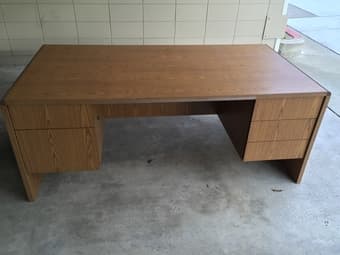 Large solid wood desk - $20 2