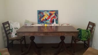 Dining table, bookshelf 2