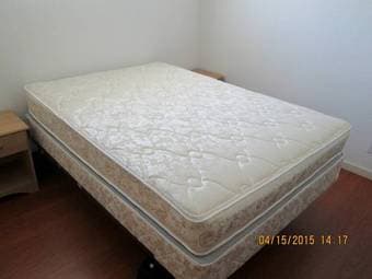Bed Set: Full Size Mattress, Box Spring + Memory Foam + Bedside Tables 1