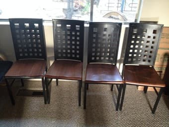 wood and metal dining table - $75 2
