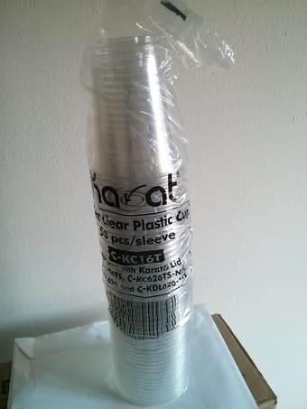 **STURDY DISPOSABLE 16 OZ CLEAR PLASTIC CUPS (50/sleeve)** - $10 1