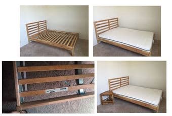 IKEA bed frame+slatted bed base+memory foam mattress $200 1