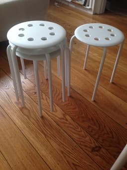 4 Ikea multipurpose white stools 1