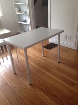 2 white ikea tables - $20 1
