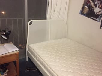 queen-size mattress plus bed-frame, 200$, available after jun 14th 3