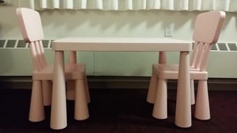 Ikea's Mammut Children's Table & 2 Children's Chairs, Light Pink - $30 1