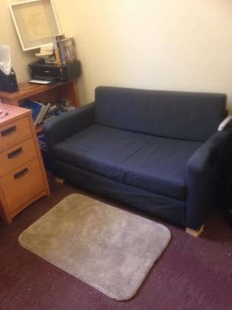 IKEA FUTON, SOFA BED $100, SPACIOUS MINI FRIDGE $70, MICROWAVE $25 1