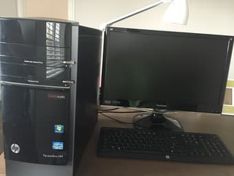 Brand new HP desktop with HP keyboard and LED 1080p full HD ViewSonic 1