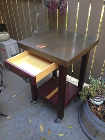 NEW Teak Wood Rolling Bar with Copper Top 2