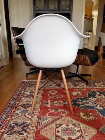 Eames style molded plastic armchairs 3