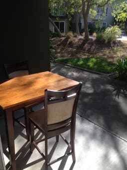 Good quality rosewood table + 2 tall wooden chairs for $100 2