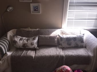 Must go! Couch, Bed, Table/ Chairs, Desk, 3 floor lamps, 1 desk lamps 2