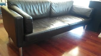 Leather Couch Sofa, Dark Colored -- 38" x 72" -- $50 1