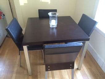 Very nice EQ3 dining table with 4 chairs - $250 1