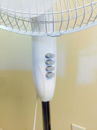 FOR SALE: White, 3-speed oscillating stand FAN -$18 (originally $45) 2