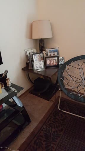 Drum set, Desk, Living room furniture, $25 1