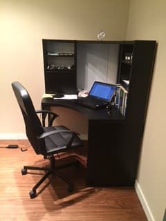 MICKE Corner workstation, black-brown - 75$ 3