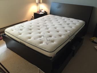 Ikea Queen Size Bed Frame + Mattress + Drawers + Nightstand - $600 1