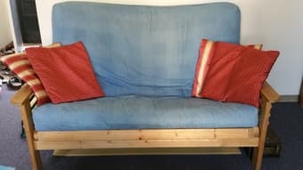 Futon and bookshelves 1