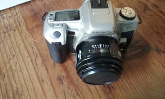 Minolta SLR (film camera), lenses, camera bag - $125 2