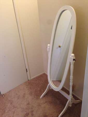 Moving sale: full size mattress and bed, mirror, lamp 3