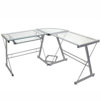 Walker Edison 3-Piece Contemporary Silver Glass Desk $70 OBO 3