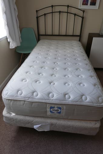 Like New Sleep Train full bed, box, headboard and Sealy mattress $350 2