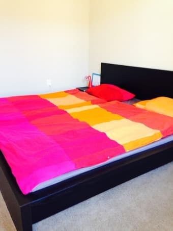 furniture: sofa, bed for two, bunkbed, 2 shelves, dining table, chairs 2