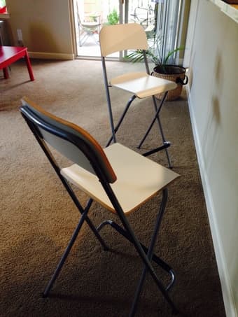 furniture: 2 shelves, 2 bar stools, coffee table 2