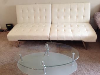 Moving sale: futon, coffee table, mattress set 2