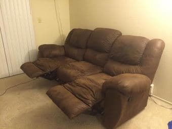 Ashley Microfiber Couch with Recliner - No pets and kids - $340 2